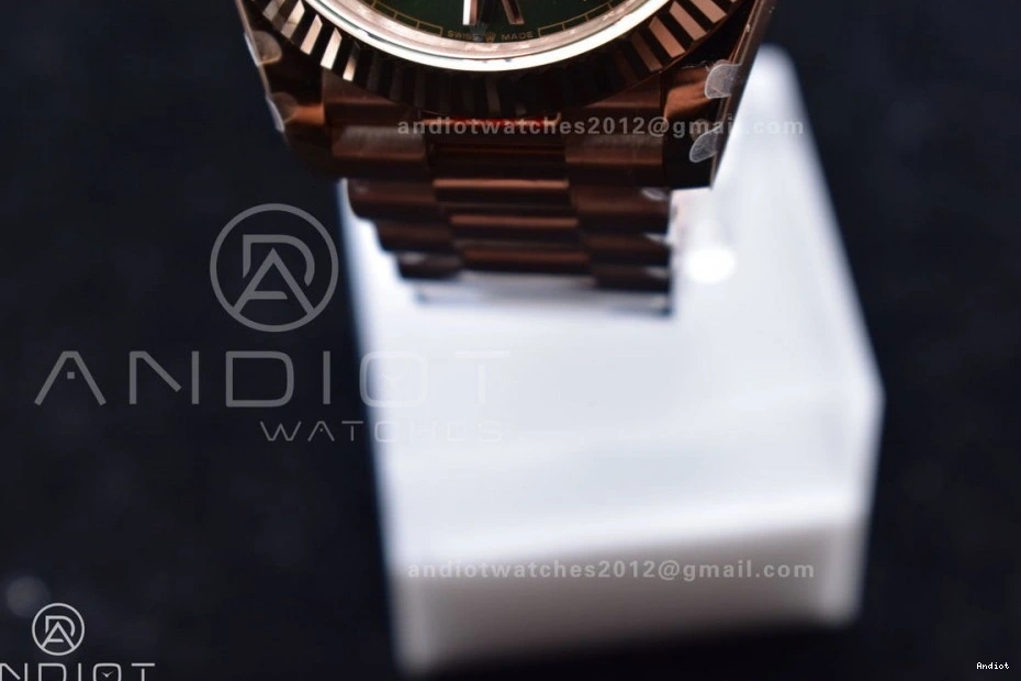 RG DayDate GMF Dial 40 Markers Roman President Green Weighted Steel Tungsten V2 A2836 Bracelet 904L on 1109